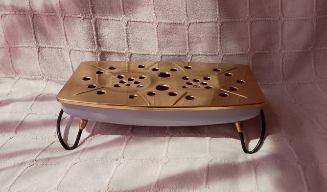 Chauffe-plat Et Dessous-de-plat En Laiton, Années 1960, Avec Porte-bougie, Motif Pommes
