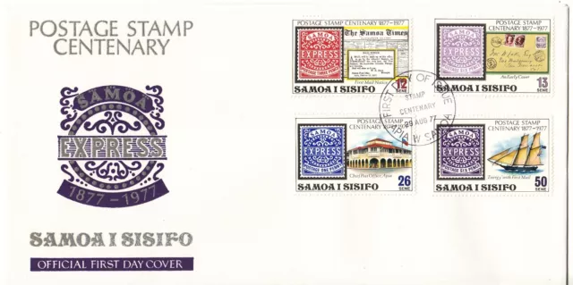 1977 Samoa Postage Stamp Centenary set on FDC