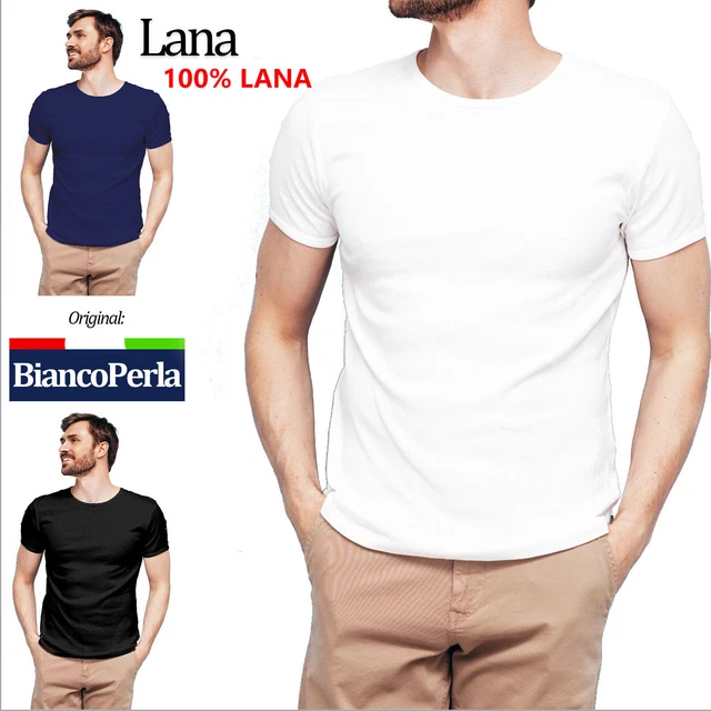 T SHIRT3 magliette INTIMA uomo 100% lana maglia GIROCOLLO invernale manica corta