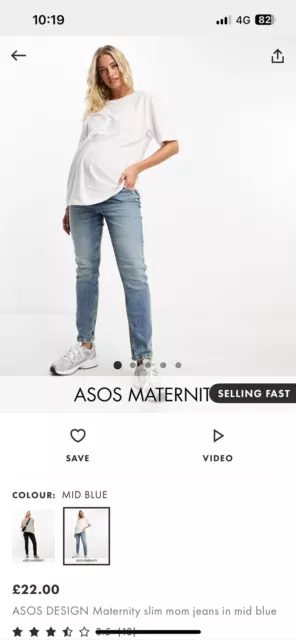 ASOS Maternity Jeans High Rise Ridley Skinny Jeans 16 Under Bump Mid Stonewash