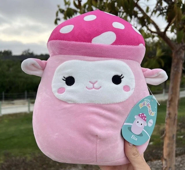 NEW 8” ELSA Pink Lamb With Mushroom Hat Kellytoy Squishmallow Exclusive