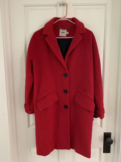 Wmn’s Sz 6 ASOS Red Winter Coat VGUC