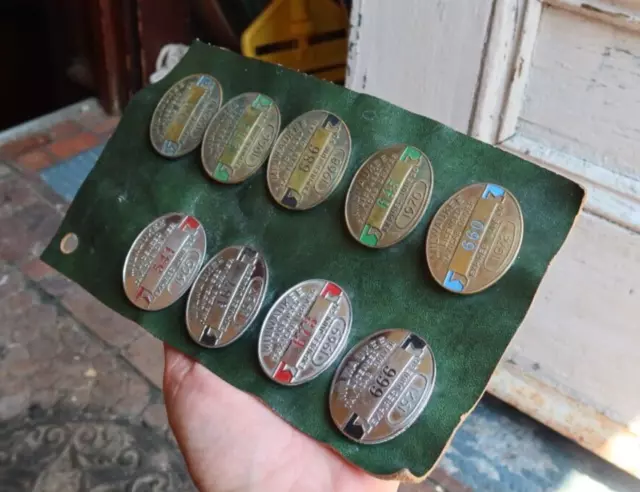 LOT Vintage Milwaukee Taxi Cab Driver ID Badges Licenses Tags Chrome Brass 60's LOT Vintage Milwaukee Taxi Cab Driver ID Badges Licenses Tags Chrome Brass 60's