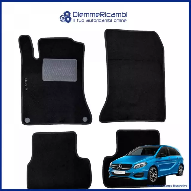 Serie 4 Tappeti - Tappetini In Moquette Neri Per Mercedes Classe B W246 Da 2011