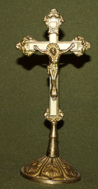 Crucifix De Table Fides - Croix San Benedetto - Argent 999 - Fabriqué En Italie - 20x12cm