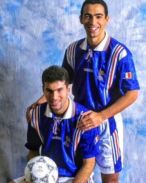 FRANCE 1996-97 EURO Home Kit Adidas Lace-Up Jersey Made in Tunisia