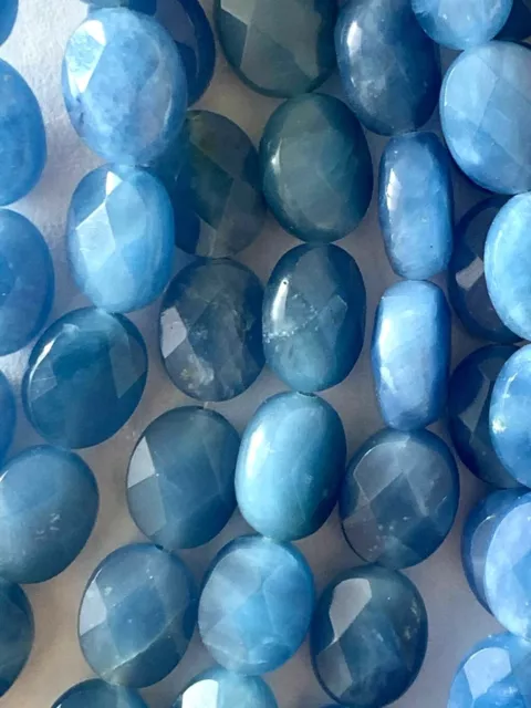 1 Strand Genuine Faceted Chalcadony Blue  Beads - 8x10mm Oval  Shape - Sparkle