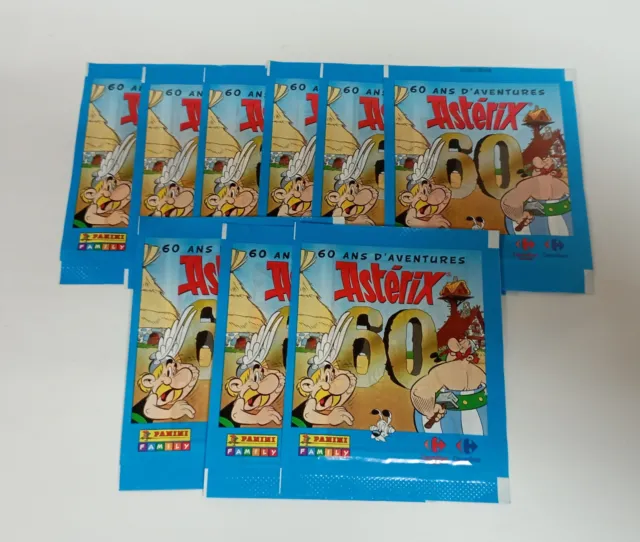 Lot de 9 pochettes bleu Panini Carrefour - Astérix 60 ans