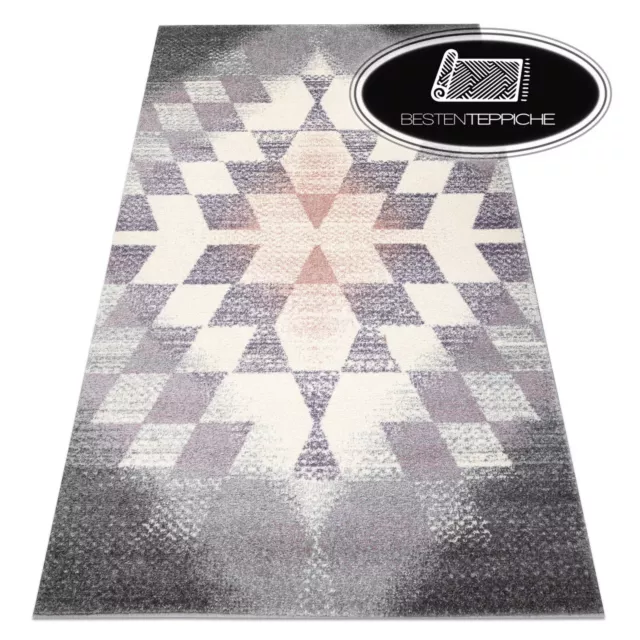 Modern Original Carpet " Kake " Geometric, Diamonds Triangles 3D Purple Grey