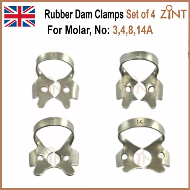 Dental Endodontic Rubber Dam Clamps For Molar Restorative Stainless Steel Set CE