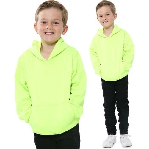 Bambine Ragazzi Felpa Top Tinta Unita Verde Neon con Cappuccio Maglioncini 2-13