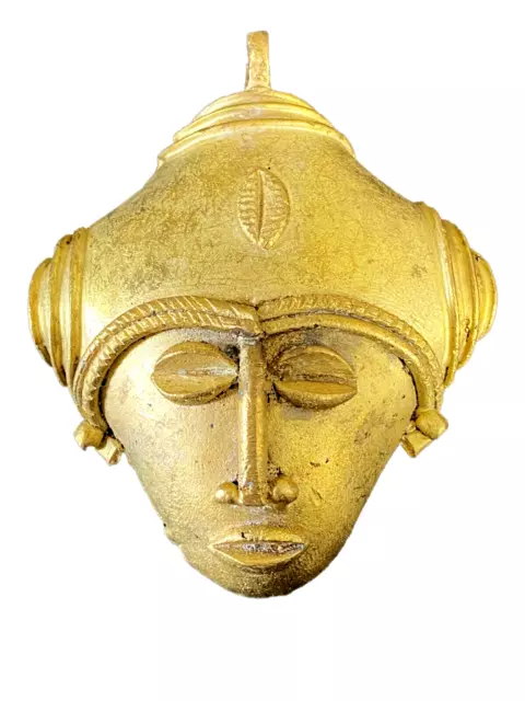 # 4335 African Baule Gold Weight Passport/Pendant Bronze Mask 3.5" h