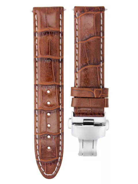 19Mm Replacement Leather Watch Strap Band Deployment For Montblanc L/Brown Ws