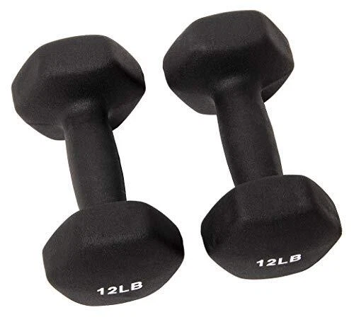 Set of 2 Neoprene Coated Non-Slip Grip Dumbbell Weights Pair of 12LB (24LB)