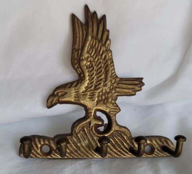 Vintage Brass Eagle Key Holder small 5 hook