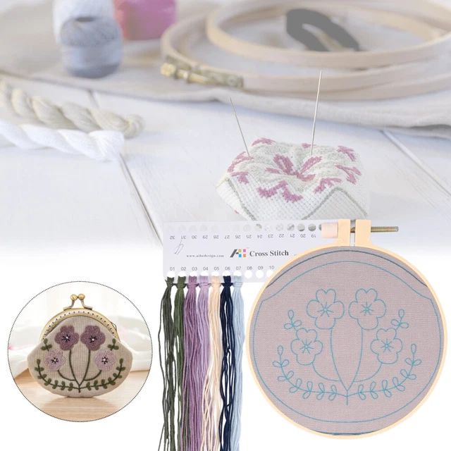 Stickerei DIY Handgemachtes Materialpaket Anfänger-Kits Einstellen Blumen Damen