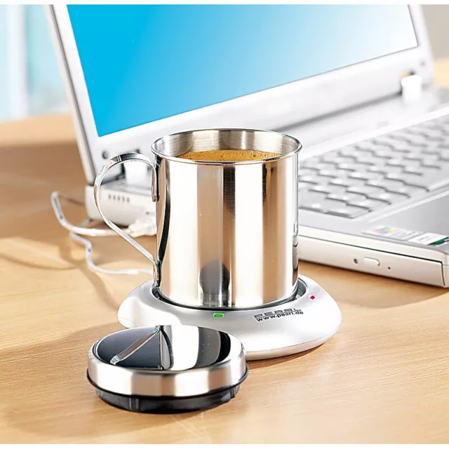PEARL Tassenwärmer: USB-Warmhalteplatte mit Isolier-Tasse (Kaffeetassenwärmer) 3