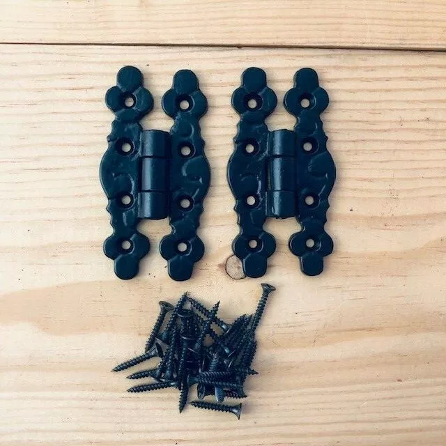 2 Hinges 3 3/4" Long Decorative Butterfly Hinge Cabinet Gate Iron Hand Forged