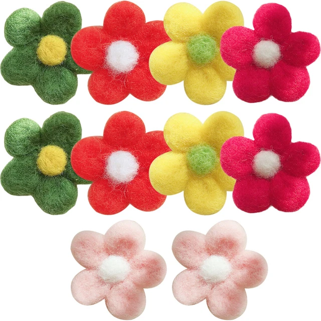 10 piezas Lana Fieltro Flor Diseño Adornos Fieltro Flor Adornos Sombrero Hágalo usted mismo Flor