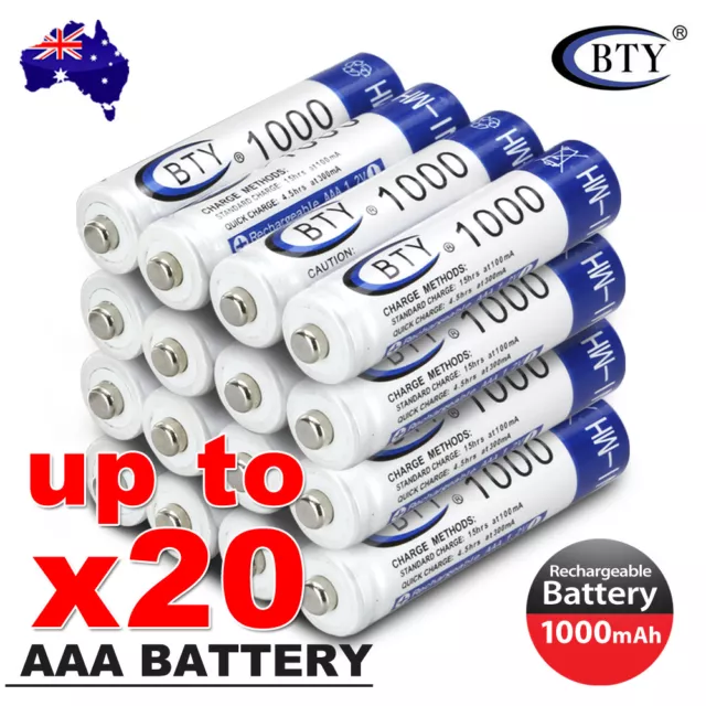 4-20X BTY AAA Rechargeable Battery Recharge Batteries 1.2V 1000mAh Ni-MH OZ 3