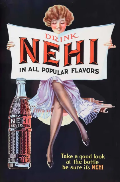 Drink Nehi In All Popular Flavors 24" Heavy Duty Usa Metal Soda Pop Adv Sign