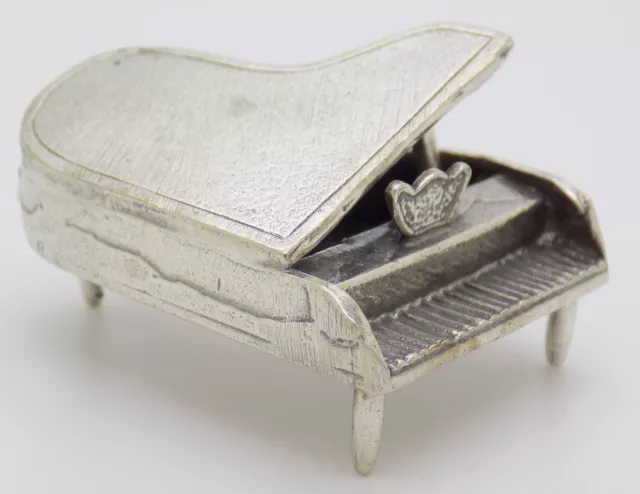 Vintage Italian Handmade Genuine Silver Dollhouse Piano Miniature Figurine