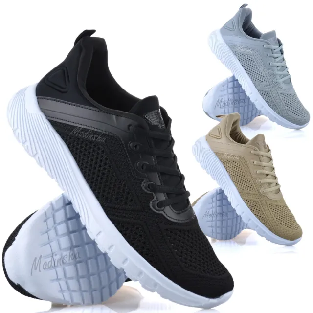 Mens Running Walking Memory Foam Casual Lace Up Gym Sports Trainers Shoes Size