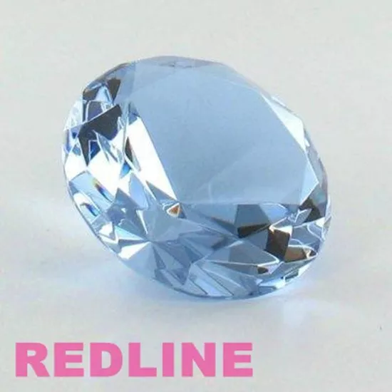 Light Blue Round Delicate Crystal Diamond Shaped Paperweight- 4.00''