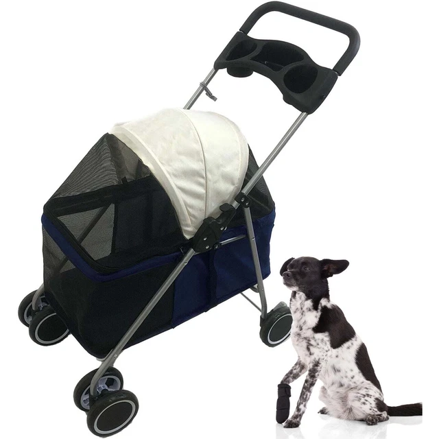 4-Wheel Pet Stroller for Small Dogs, Cats, Rabbits withCup Holders
