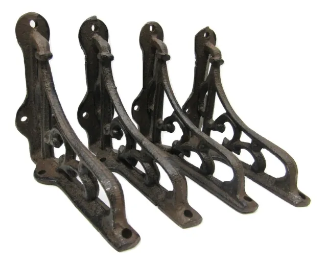 New Set of 4 Cast Iron Shelf Brackets Very Small 3.5" x 4" Antique-Style Rustic