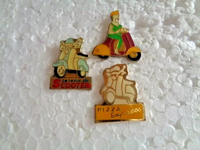 Job lot of 3 Scooter moped shaped metal lapel pins