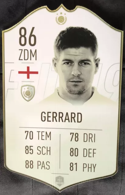 Fifa 19 Ultimate Team Karte FUT card Ikone STEVEN GERRARD (Icon) (30x19 cm)