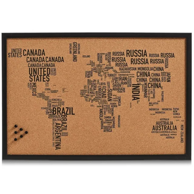 BACHECA PANNELLO LAVAGNA in Sughero da Parete 100x70 Mappa del mondo  decorativa EUR 85,95 - PicClick IT