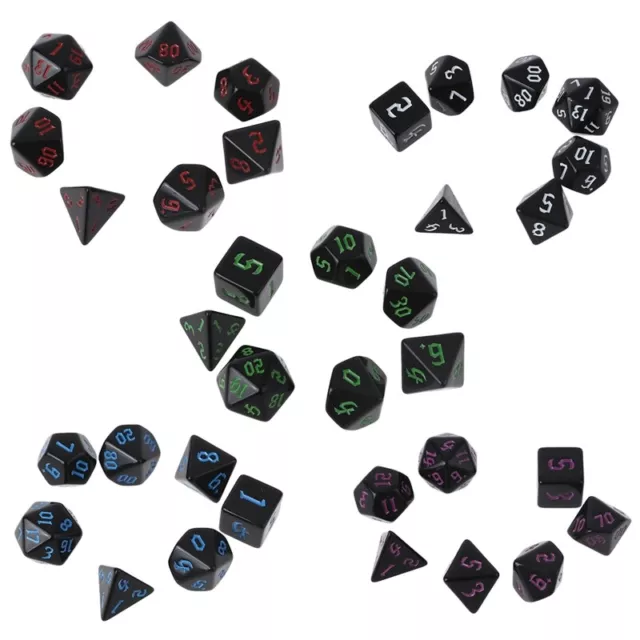 7 Pcs Resin Carved Pattern Set Handmade Polyhedral Numbers Dices DND Dices