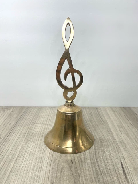Vintage Solid Brass Bell Treble Clef Mid Century Home Decor