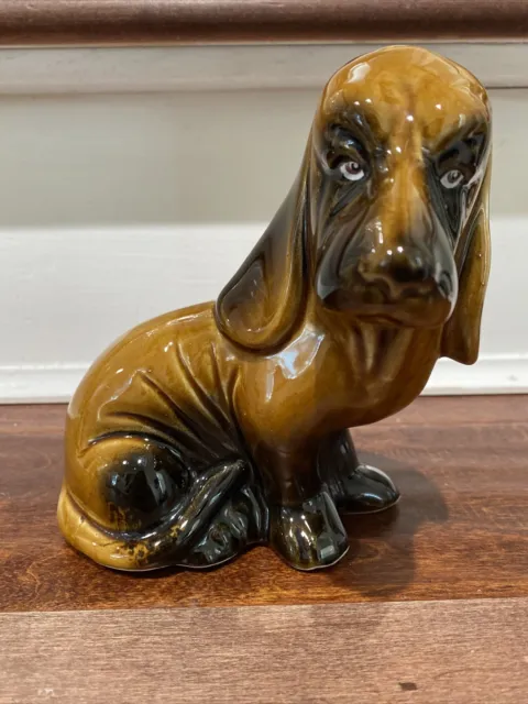 VTG Brown Black Dog Hound Blood Basset Hound Dog Figurine Handcrafted In Brazil