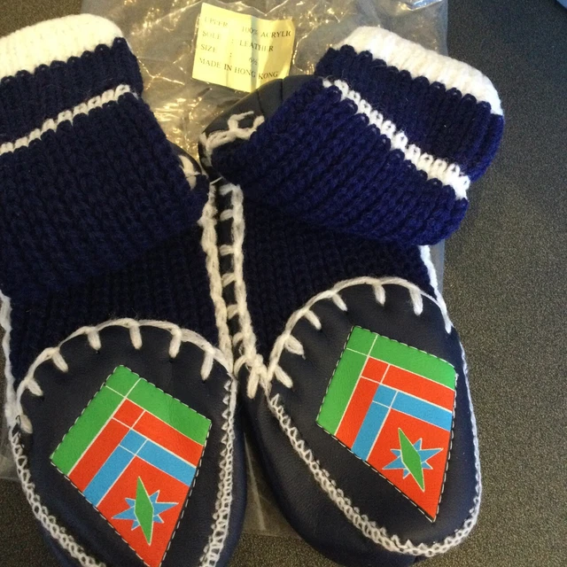 Pantofole vintage blu design folksy per bambini - taglia 6,5 (4-5 anni?)