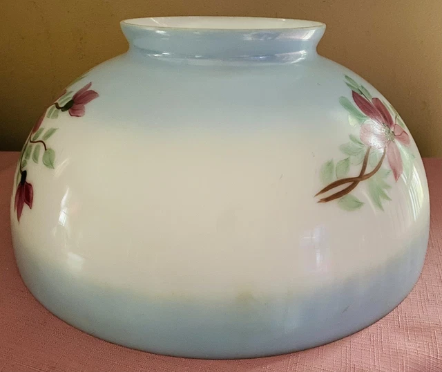 Vintage Antique Hand Painted Flower Milk Glass Lamp Shade EC XL BEAUTIFUL!! 6