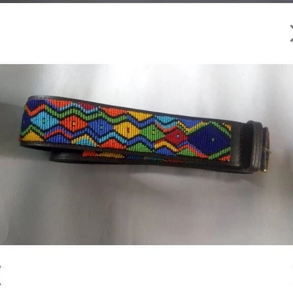 Rainbow color Handmade masaai maasai Masai beaded leather belt with freeshipping