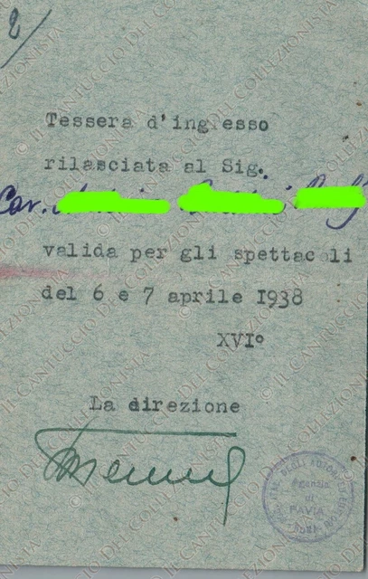 1938 Società italiana Autori Editori Spettacoli Tessera