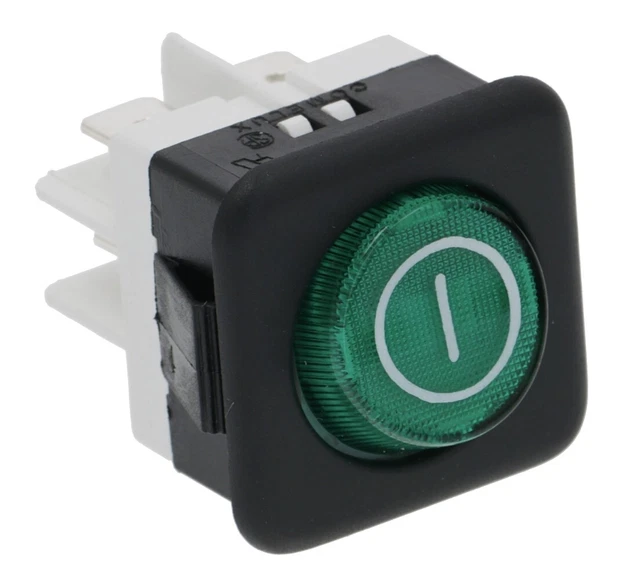 GREEN ROCKER SWITCH ON OFF ILLUMINATED 2 POLE 16a PANEL MOUNT HOLE 25 x ...