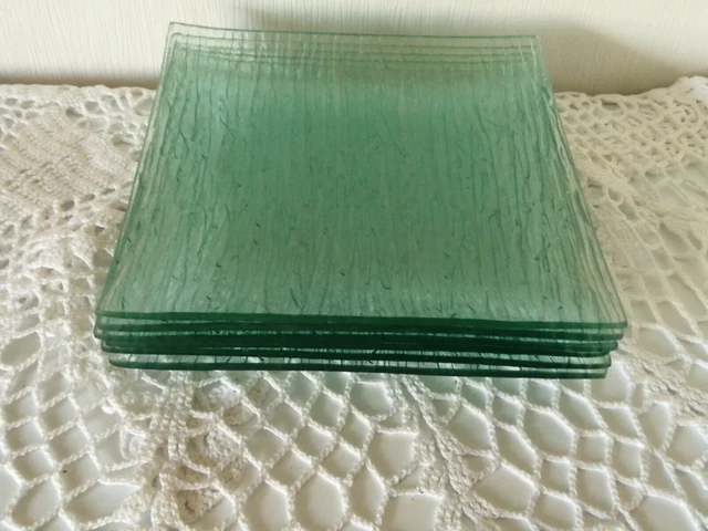 Lot De 6 Assiettes Carrées En Verre Opale - 22x22 Cm - Design Victionary - Micro-ondes Et Lave-vaisselle