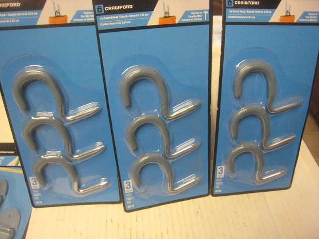 3- Crawford HS16  3 Packs 1"  Vinyl Coated Hammer In  Hooks