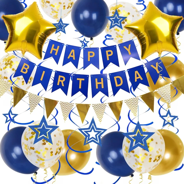Kit Décoration Anniversaire Daimay - Thème Bleu - Lot Complet Pour Fête (ballons, Guirlandes, Accessoires)