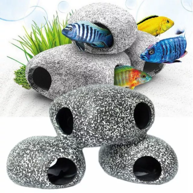 Stone Rock Cave Aquarium Tropical Cichlid Fish Tank Ornament Breeding Decor