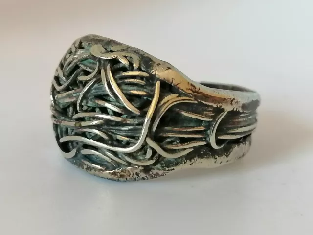 Very Rare Extremely Ancient Old Ring Viking Silver Color Artifact Authentic