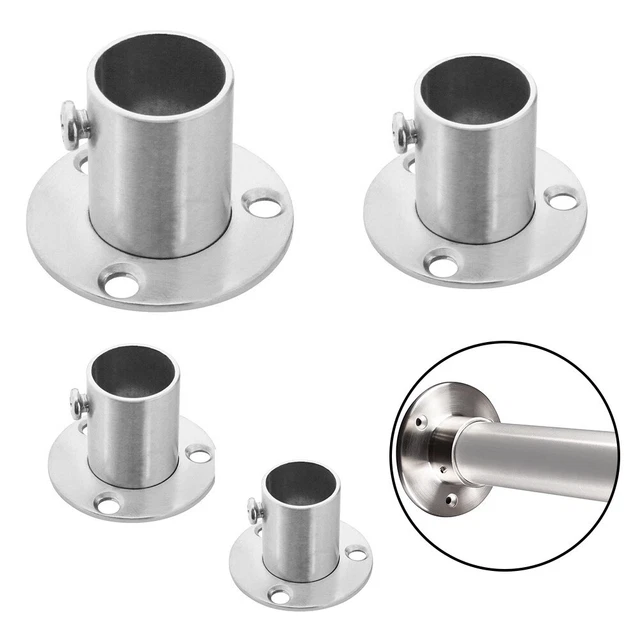 Stainless Steel Tube Support Closet Rail Rod Pole Socket Holder Bracket