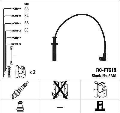 RC-FT1202 NGK Kit cavi candela 