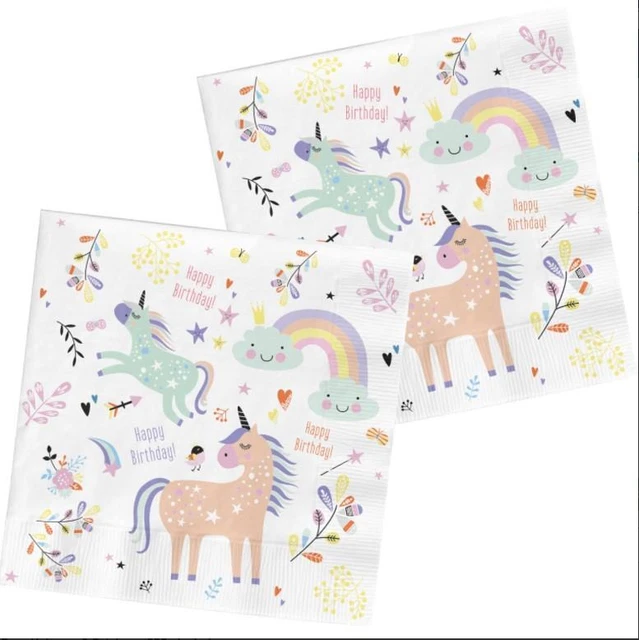 Unicorn Rainbows Paper Napkins | Girls Birthday Party Tableware x 20