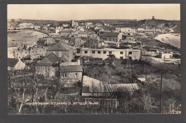 Postcard Scilly Isles nr Penzance Cornwall view of Hugh Town on St Mary's RP